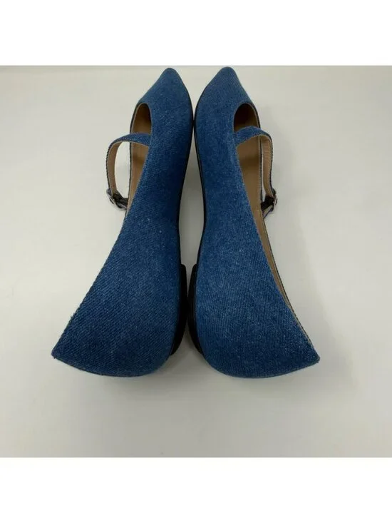 New Stuart Weitzman Emilia Mary Jane Ballerina Flats Denim Sz 8 - Picture 11 of 14